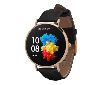 Smartwatch Garett Verona złoto-czarny skórzany